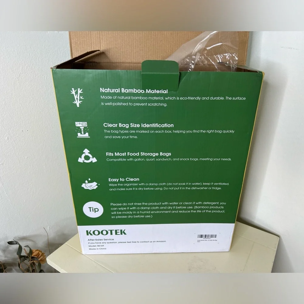 Brand New-Kootek Bamboo Bag Storage/Organizer (Snack & Quart Size Only)
